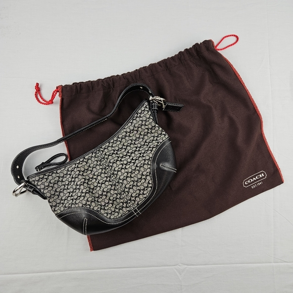 Coach hobo black gray purse with dust bag - Picture 14 of 15